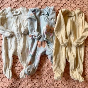 Newborn 2-Way Zipper Sleepers | 100% Cotton | Set of 3